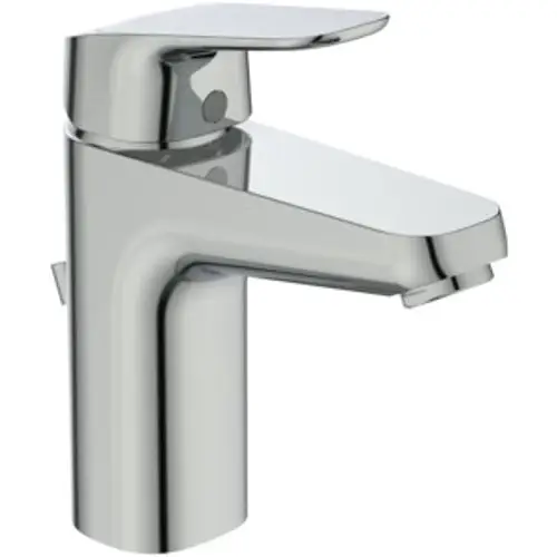 Waschtischarmatur aus Chrom von Ideal Standard mit schmalem Auslauf und höherem Griff zur Regulierung des Wasserflusses.